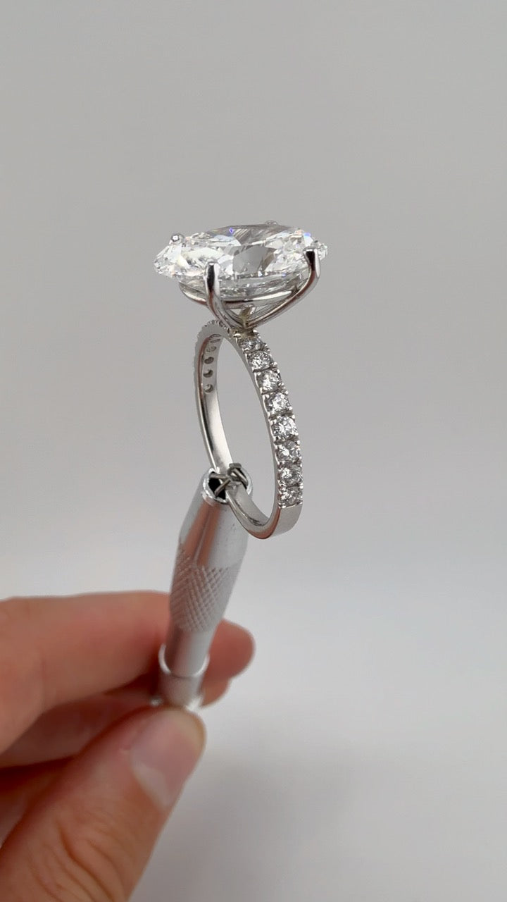 Elegant 5.03 Carat Oval Diamond Ring -  Lab Grown Real Diamond